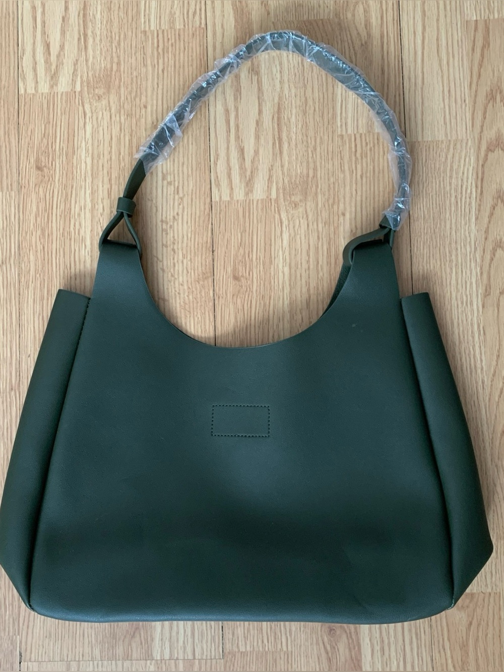 Neiman Marcus Faux Leather Outdoor Travel Single Handle Tote Bag Green Elegant